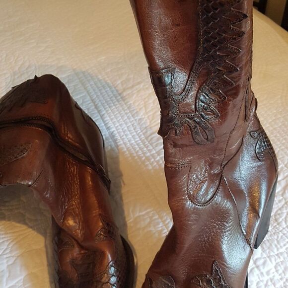 🦋Lavorazione Artigiana🦋 HANDMADE in  Italy Womens Leather Boots Size 38 - Picture 13 of 15